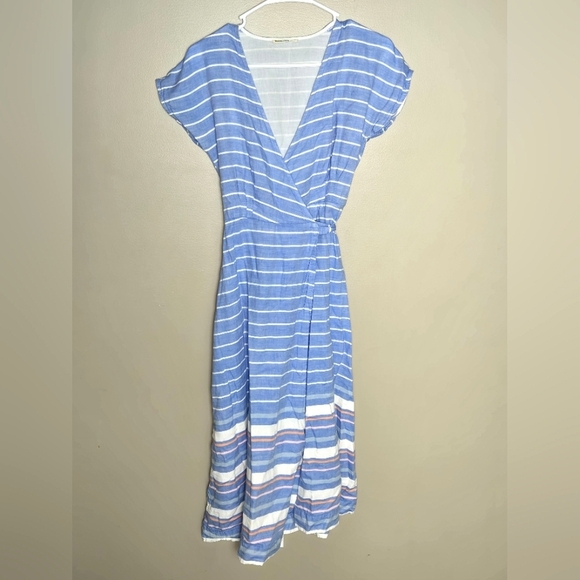 Marine Layer 100% Cotton Maddie Wrap Dress Nautical Coastal Chic, Size Small - Picture 2 of 5